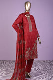 Princess (SC-157C-Red) Embroidered & Printed Un-Stitched Cotton Dress With Embroidered Chiffon Dupatta