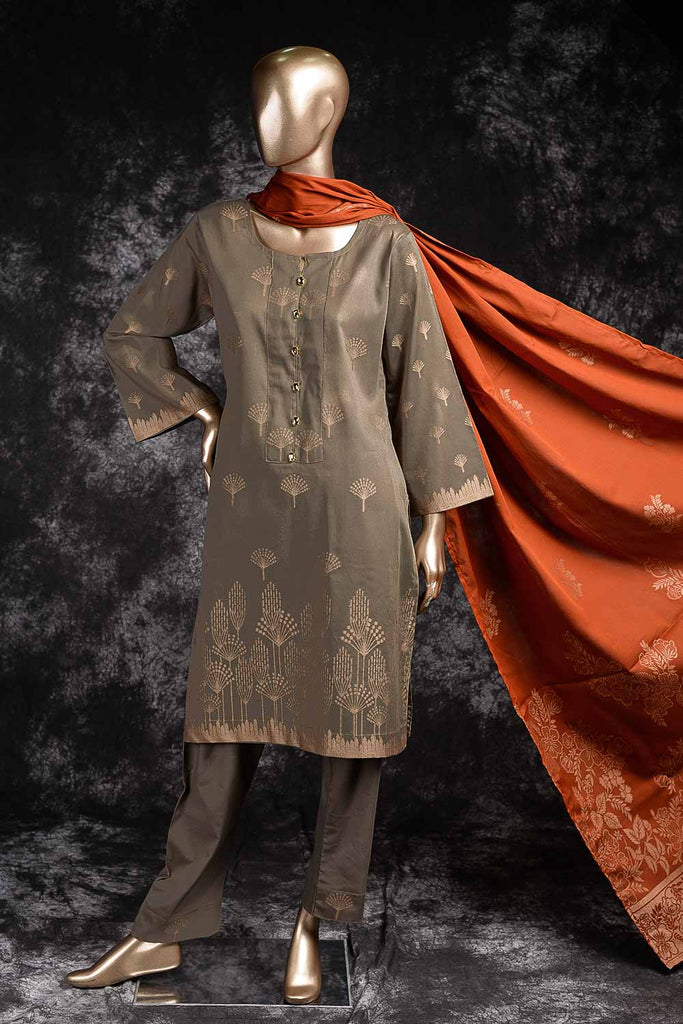 Dusky Delight  (RZ-1B) | Unstitched Cotton Broshia Jacquard Dress