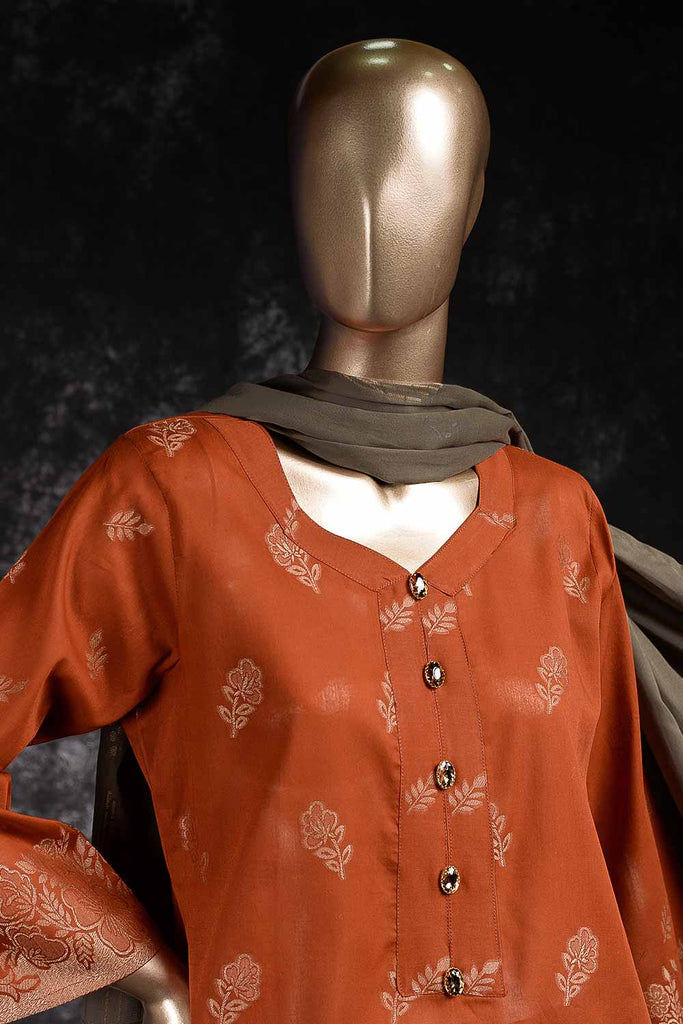 Moonstone (RZ-3A) | Unstitched Cotton Broshia Jacquard Dress
