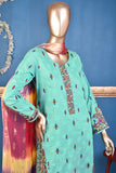 Rainbow Diary (SC-165A-SeaGreen) Embroidered & Printed Un-Stitched Cotton Dress With Printed Chiffon Banarsi Dupatta