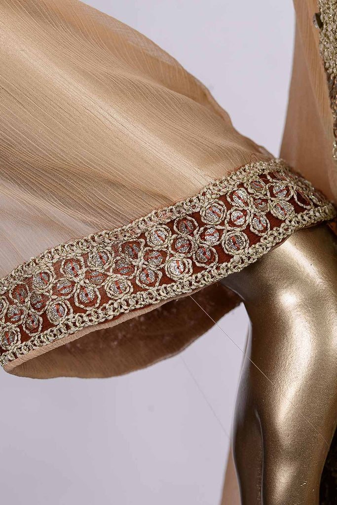 Regale (F-63-L-D-Peach) - Chiffon Semi-stitched Embroidered Dress