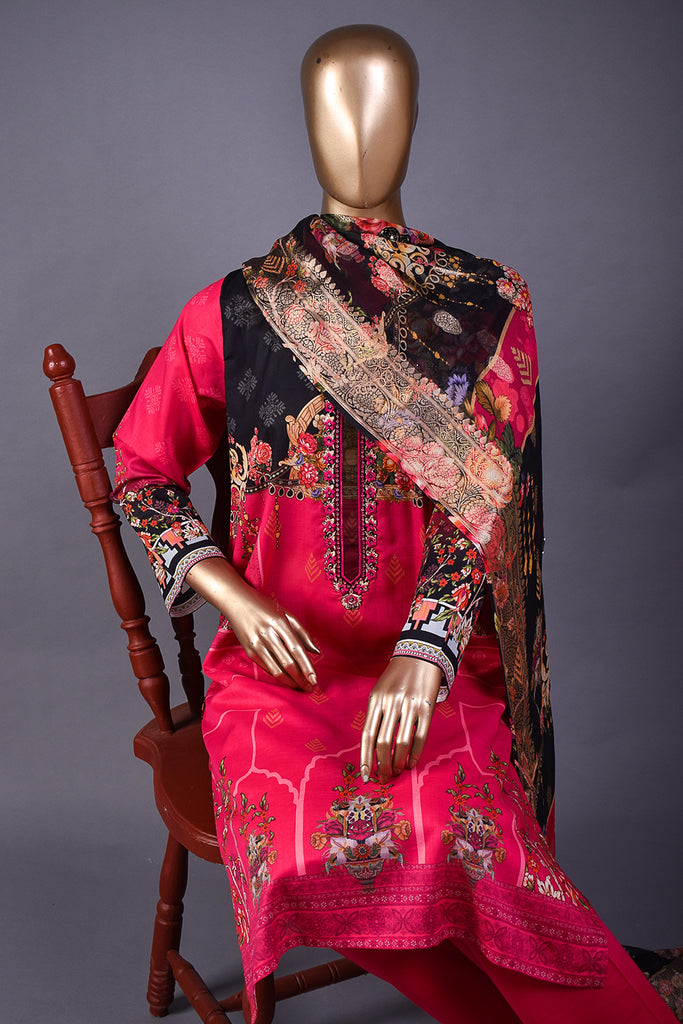 Ritualistic Affair (NE2-10) - 3 Pc Unstitched Digital Embroidered Lawn Dress With Digital Bamber Chiffon Dupatta