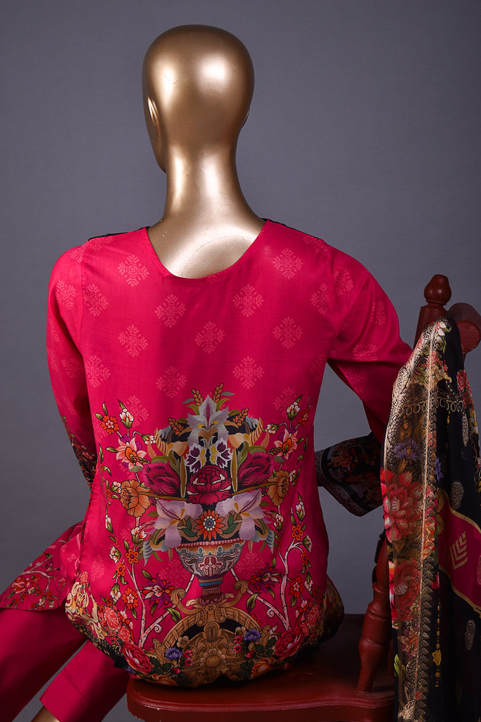 Ritualistic Affair (NE2-10) - 3 Pc Unstitched Digital Embroidered Lawn Dress With Digital Bamber Chiffon Dupatta