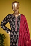 Rocket X (SC-128A-Black) Embroidered & Printed Un-Stitched Cambric Dress With Embroidered Chiffon Dupatta