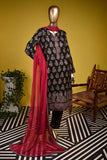 Rocket X (SC-128A-Black) Embroidered & Printed Un-Stitched Cambric Dress With Embroidered Chiffon Dupatta
