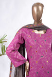 Rose Petals (SC-71A-Fuschia) Embroidered Un-Stitched Cambric Dress With Embroidered Chiffon Dupatta