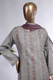 Roses Appeal (SC-77A-Light Grey) Embroidered Cambric Dress with Embroidered Chiffon Dupatta