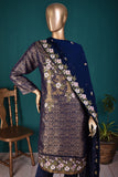 Royal Diva (SC-185B-Navy Blue) 3Pc Embroidered & Printed Un-Stitched & Banarsi Lawn Fabric With Embroidered Chiffon Dupatta