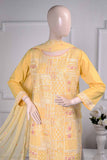 Galaxy (SC-14A-Yellow) Embroidered Un-Stitched Cambric Dress With Chiffon Dupatta