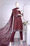 Satrangi Print (SC-17A-Maroon) Embroidered Un-Stitched Cambric Dress With Chiffon Dupatta