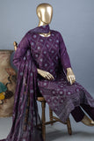SC-187B-Purple -Web Tangle | 3Pc Cotton Embroidered & Printed Dress