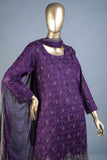 SC-161C-Purple - Mirror Glow | 3Pc Cotton Embroidered & Printed Dress