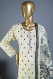 SC-188A-Cream - Lavish | 3Pc Embroidered & Printed Un-Stitched Summer Fabirc Dress With Embroidered Chiffon Dupatta