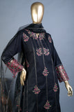 Noor (SC-193A-Black) 3Pc Embroidered & Printed Un-Stitched Summer Fabirc Dress With Embroidered Chiffon Dupatta
