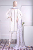 Frontline (SC-21B-White) Embroidered Un-Stitched Cambric Dress With Embroidered Chiffon Dupatta