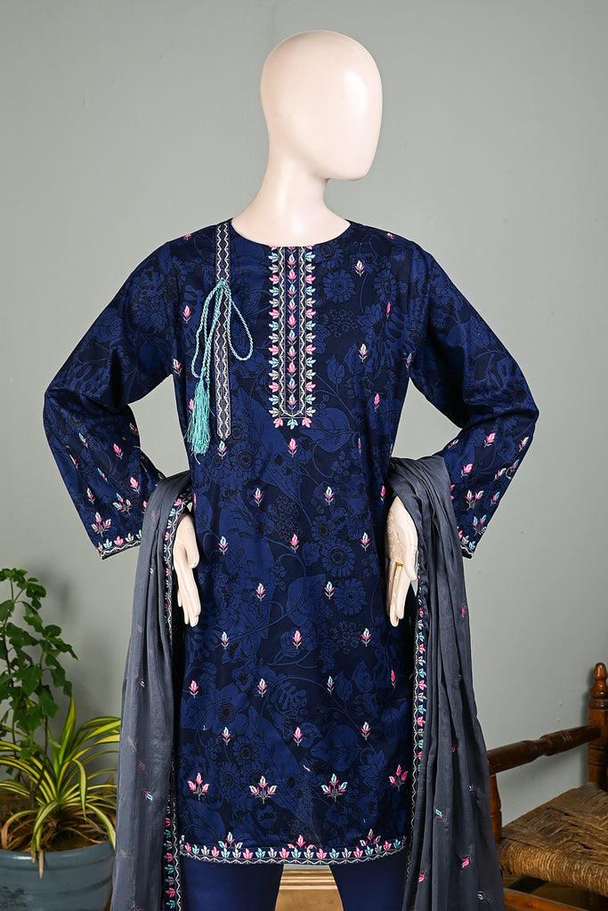 SC-240A - Multi Fire | 3Pc Cambric Embroidered & Printed Dress