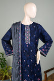 SC-240A-Blue - Multi Fire | 3Pc Cotton Embroidered & Printed Dress