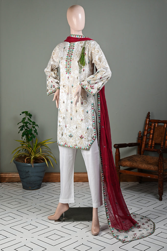 SC-240B - Multi Fire | 3Pc Cambric Embroidered & Printed Dress