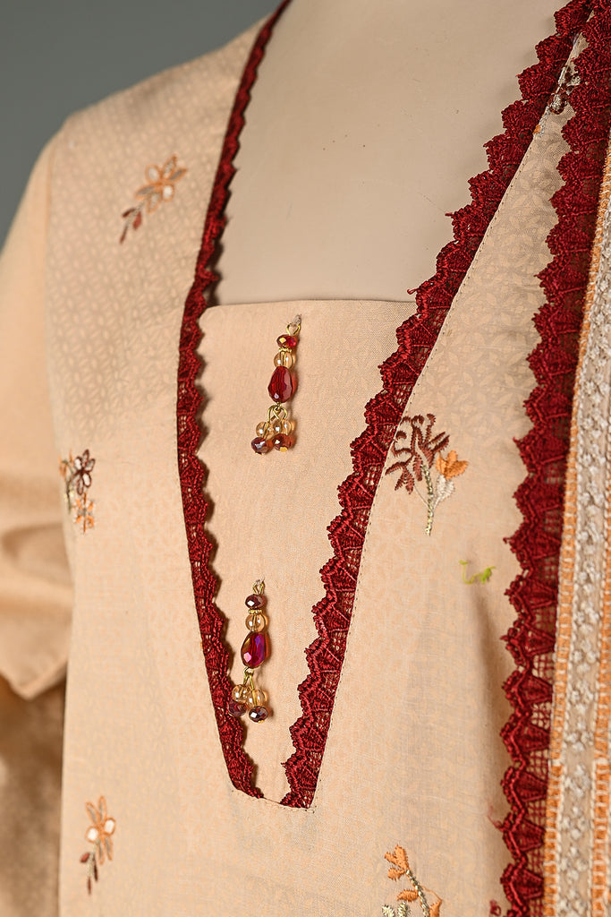 SC-241A-Peach - Sitara | 3Pc Cotton Embroidered & Printed Dress