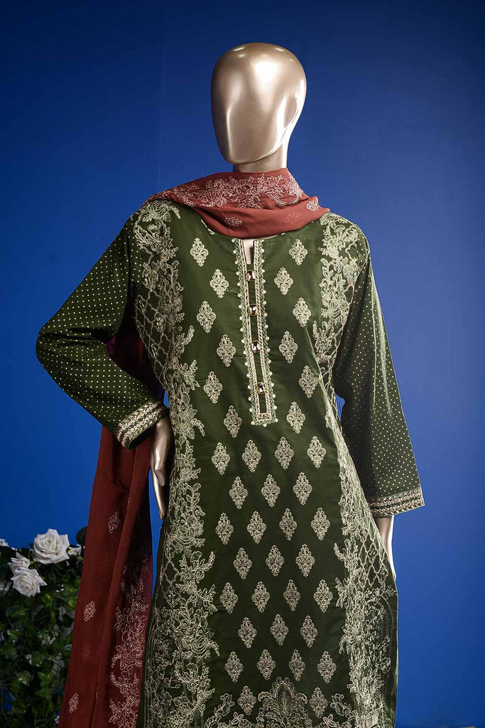 Aesthetic Heritage (SC-29A-Green) Embroidered Un-Stitched Cambric Dress With Embroidered Chiffon Dupatta