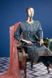 Aesthetic Heritage (SC-29B-Blue) Embroidered Un-Stitched Cambric Dress With Embroidered Chiffon Dupatta