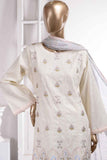 Drop Flower (SC-37B-White) Embroidered Un-Stitched Cambric Dress With Embroidered Chiffon Dupatta