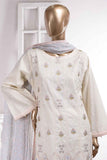 Drop Flower (SC-37B-White) Embroidered Un-Stitched Cambric Dress With Embroidered Chiffon Dupatta