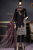 Time Square (SC-28B-Black) Embroidered Un-Stitched Cambric Dress With Embroidered Chiffon Dupatta