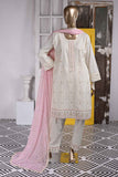 Soneri (SC-50B-White) Embroidered Cambric Dress with Embroidered Chiffon Dupatta