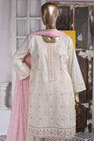 Soneri (SC-50B-White) Embroidered Cambric Dress with Embroidered Chiffon Dupatta