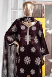Fan Jaal (SC-51A-Maroon) Embroidered Un-Stitched Jacquard Dress With Embroidered Lawn Dupatta