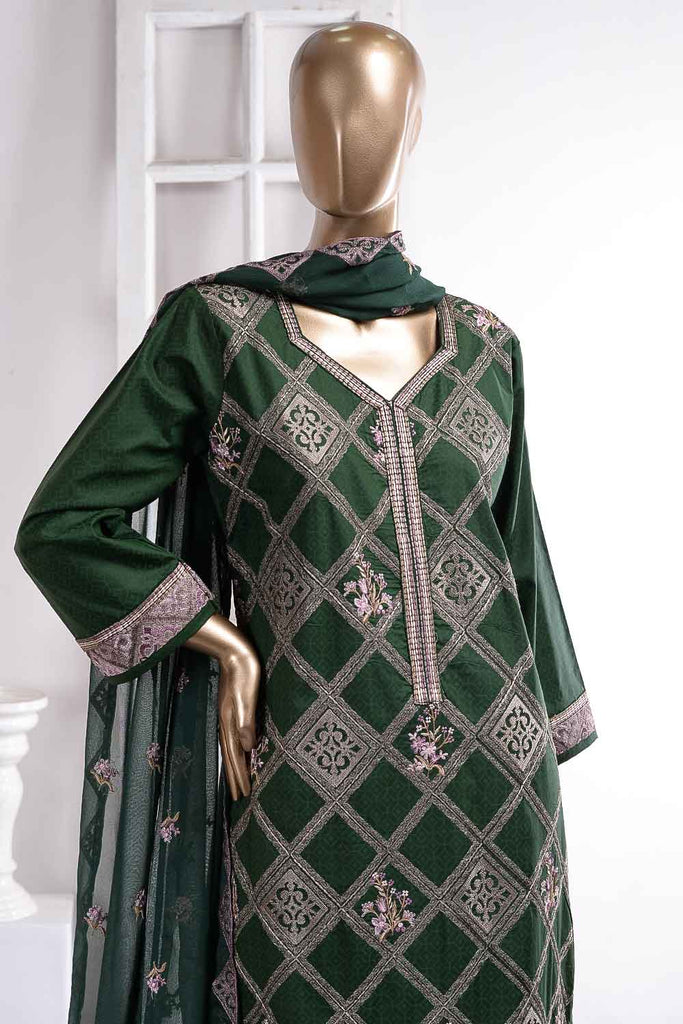 washer Rumbus (SC-52A-Green) Embroidered Cambric Dress with Embroidered Chiffon Dupatta