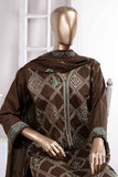 washer Rumbus (SC-52B-Brown) Embroidered Cambric Dress with Embroidered Chiffon Dupatta
