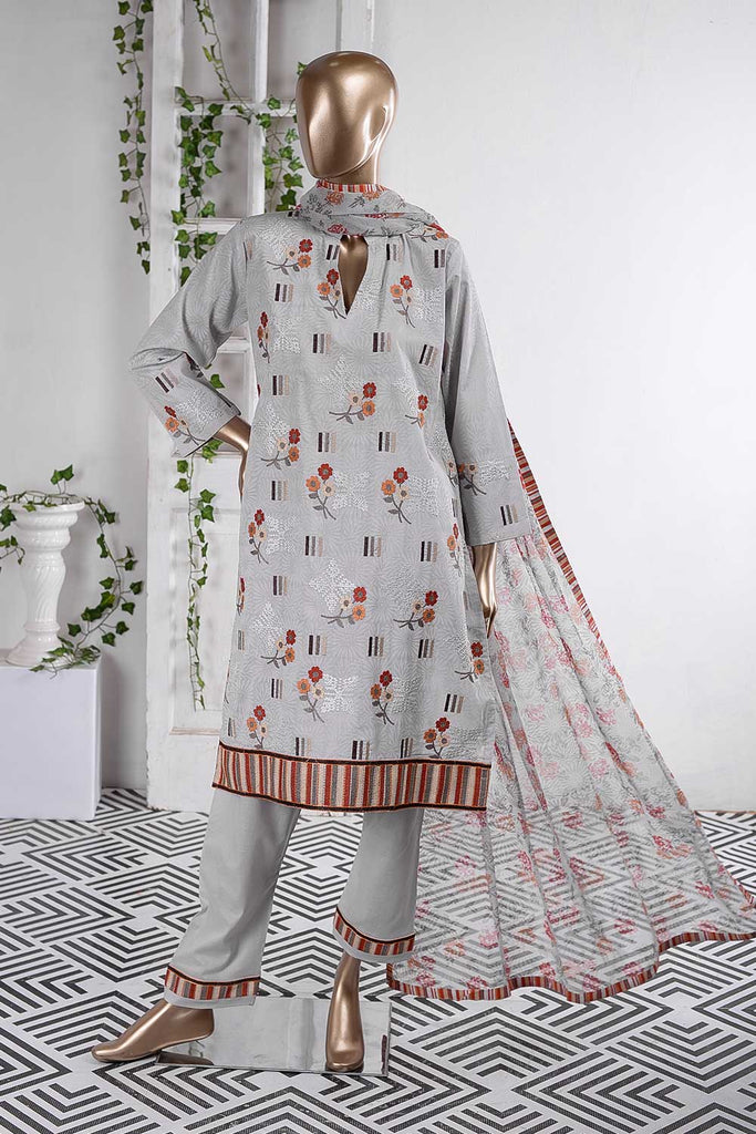 Sun Flower Tile (SC-58A-Light Purple) Embroidered Cambric Dress with Embroidered Chiffon Dupatta