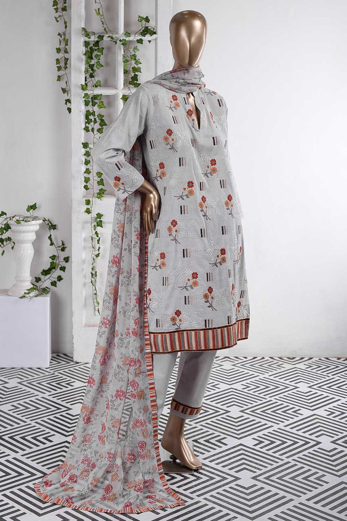 Sun Flower Tile (SC-58A-Light Purple) Embroidered Cambric Dress with Embroidered Chiffon Dupatta