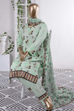 Sun Flower Tile (SC-58B-Light Green) Embroidered Cambric Dress with Embroidered Chiffon Dupatta