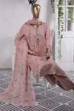 Garlic Stripes (SC-64B-Pink) Embroidered Cambric Dress with Embroidered Chiffon Dupatta