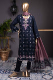 Burn Out (SC-65A-Blue) Embroidered Cambric Dress with Embroidered Chiffon Dupatta