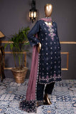 Burn Out (SC-65A-Blue) Embroidered Cambric Dress with Embroidered Chiffon Dupatta