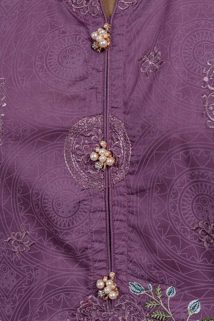 Single Spark (SC-75A-Purple) Embroidered Cambric Dress with Embroidered Chiffon Dupatta