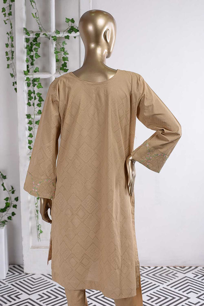 Sea Holes (SC-36A-Skin) Embroidered Un-Stitched Cambric Dress With Embroidered Chiffon Dupatta
