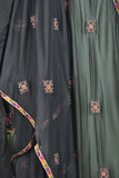 Sindhi Stripe (SC-83C-Grey) Embroidered Un-Stitched Cotton Dress With Embroidered Chiffon Dupatta