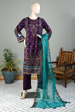 SSE-03A-Purple - Muskaan | 3Pc Silk Embroidered & Printed Dress