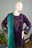 SSE-03A-Purple - Muskaan | 3Pc Silk Embroidered & Printed Dress