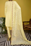 Sindhi Star (SC-131A-Lemon) Embroidered & Printed Un-Stitched Cambric Dress With Embroidered Chiffon Dupatta