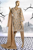 Sona Chandi (SW-2A-Brown) | 3 Pc Unstitched Printed & Embroidered Linen Dress