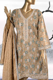 Sona Chandi (SW-2A-Brown) | 3 Pc Unstitched Printed & Embroidered Linen Dress