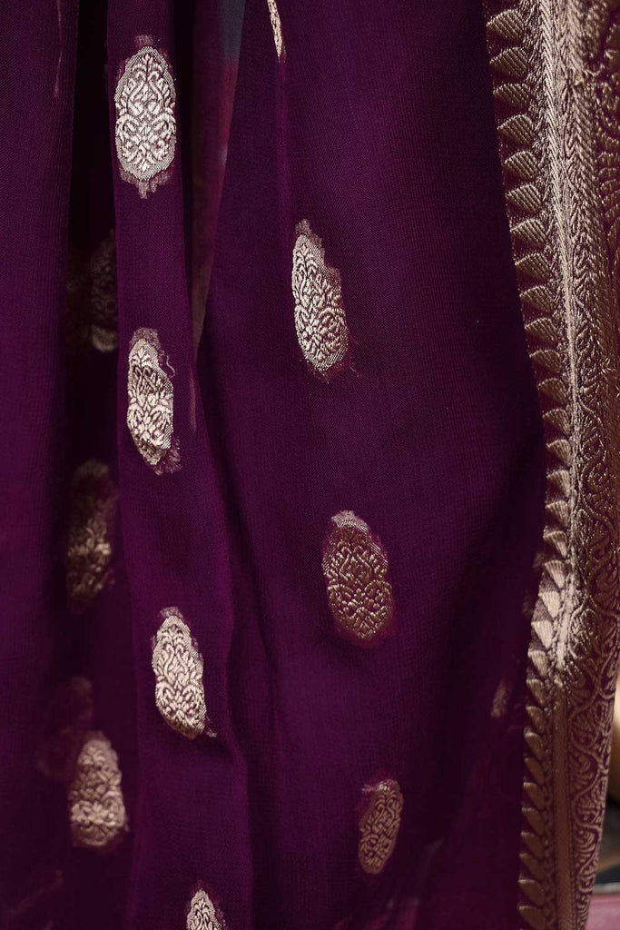 Son Pari (SC-106A-Purple) Embroidered Un-Stitched Cambric Dress With Banarsi Chiffon Dupatta