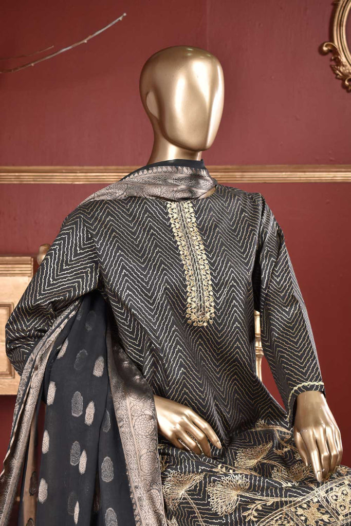 Son Pari (SC-106B-Grey) Embroidered Un-Stitched Cambric Dress With Banarsi Chiffon Dupatta