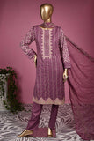 Tradition (SC-20E-Purple) Embroidered & Printed Un-Stitched Cotton Dress With Embroidered Chiffon Dupatta